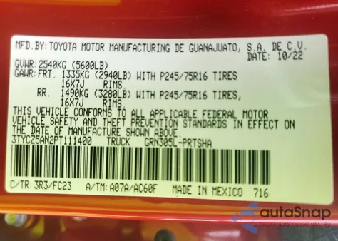 2023 Toyota Tacoma Double Cab from USA, damaged, VIN 3TYCZ5AN2PT111400